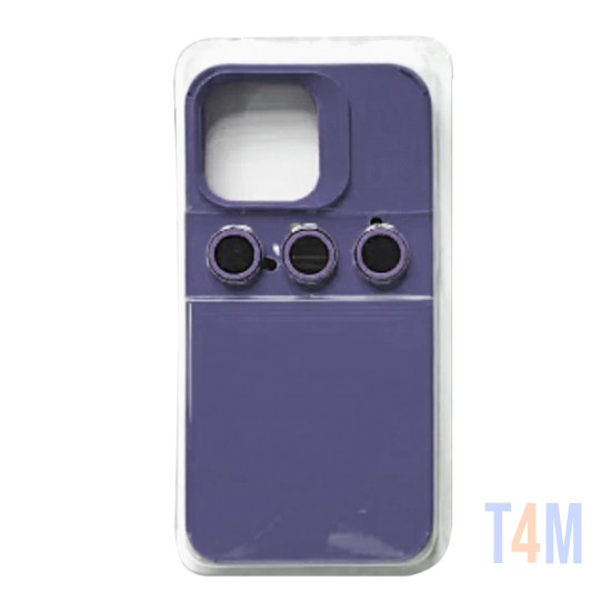 Silicone Case with Separate Camera Glass Set for Apple iPhone 15 Pro Max Blue